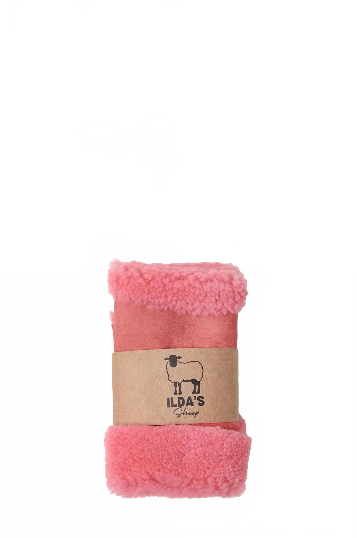New Ilda's Sheep Women's Fingerless Shearling Mittens In Pink